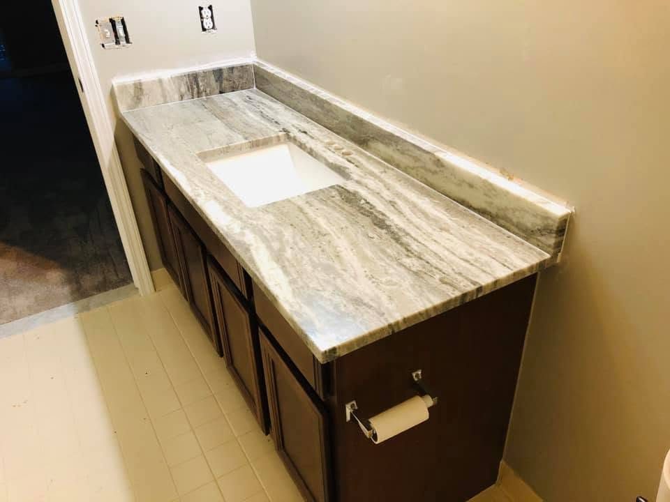 Fantasy brown granite vanity with undermount sink